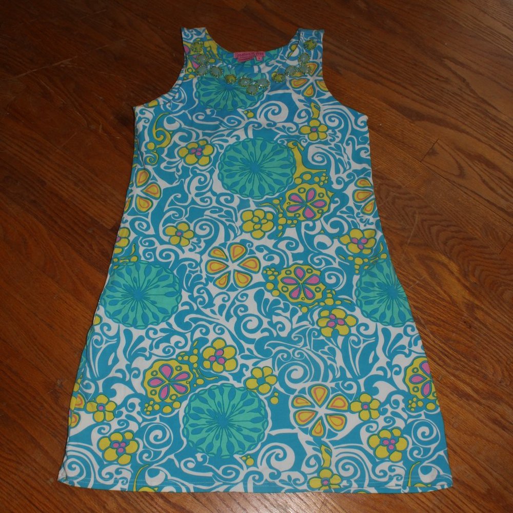 Joyous & Free Faux Jeweled Retro Print Dress